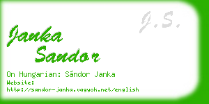 janka sandor business card