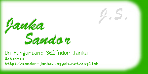 janka sandor business card